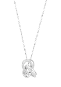  1/5 ct. t.w. Lab Grown Diamond Love Knot Pendant with 18" Cable Chain in Sterling Silver