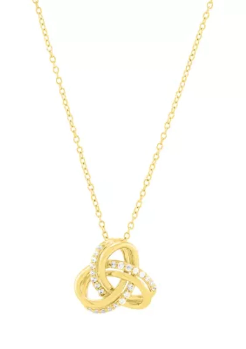 1/5 ct. t.w. Lab Grown Diamond Love Knot Pendant with 18" Cable Chain in Gold Over Silver