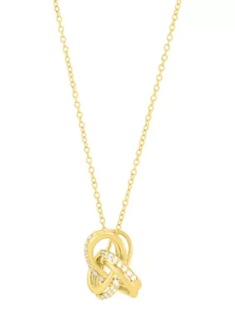 1/5 ct. t.w. Lab Grown Diamond Love Knot Pendant with 18" Cable Chain in Gold Over Silver
