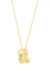 1/5 ct. t.w. Lab Grown Diamond Love Knot Pendant with 18" Cable Chain in Gold Over Silver