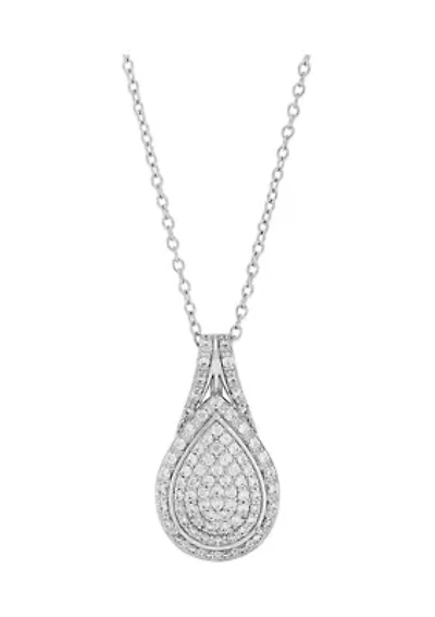 1/2 ct. t.w. Lab Grown Diamond Pendant Necklace with 18" Cable Chain in Sterling Silver