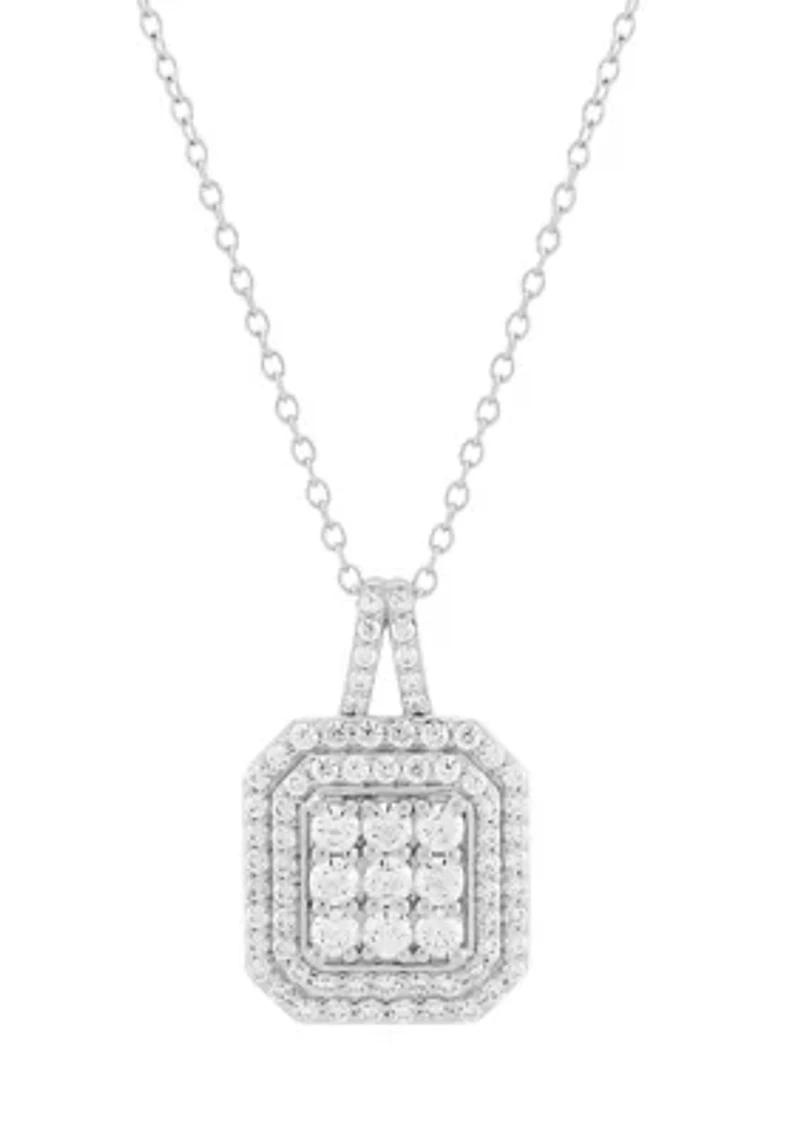 1 ct. t.w. Lab Grown Diamond Pendant with 18" Cable Chain in Sterling Silver