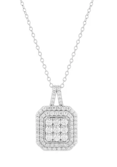  1 ct. t.w. Lab Grown Diamond Pendant with 18" Cable Chain in Sterling Silver