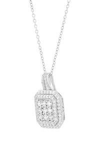  1 ct. t.w. Lab Grown Diamond Pendant with 18" Cable Chain in Sterling Silver