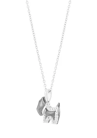 Lab Grown Diamond Accent Dog Pendant with 18" Cable Chain in Sterling Silver