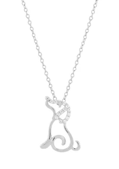 1/20 ct. t.w. Lab Grown Diamond Dog Pendant with 18" Cable Chain in Sterling Silver