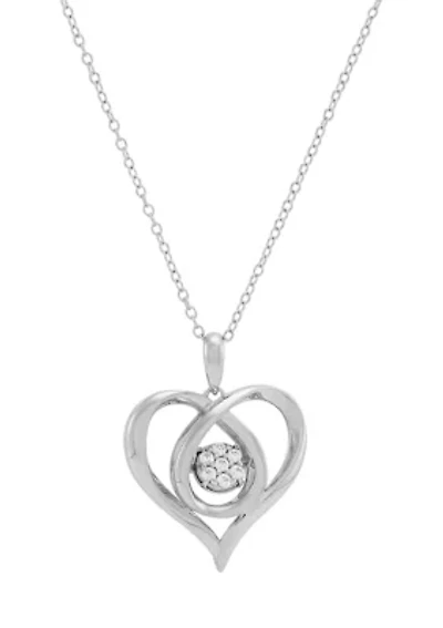 1/10 ct. t.w. Lab Grown Diamond Heart Pendant with 18" Cable Chain in Sterling Silver