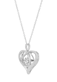 1/10 ct. t.w. Lab Grown Diamond Heart Pendant with 18" Cable Chain in Sterling Silver