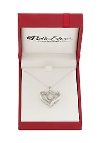 1/10 ct. t.w. Lab Grown Diamond Heart Pendant with 18" Cable Chain in Sterling Silver