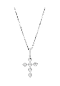 1/4 ct. t.w. Lab Grown Diamond Cross Pendant Necklace with 18" Cable Chain in Sterling Silver