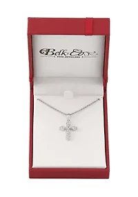 1/4 ct. t.w. Lab Grown Diamond Cross Pendant Necklace with 18" Cable Chain in Sterling Silver