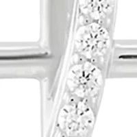 1/10 ct. t.w. Lab Grown Diamond Cross Pendant with 18" Cable Chain in Sterling Silver