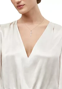 1/10 ct. t.w. Lab Grown Diamond Cross Pendant with 18" Cable Chain in Sterling Silver