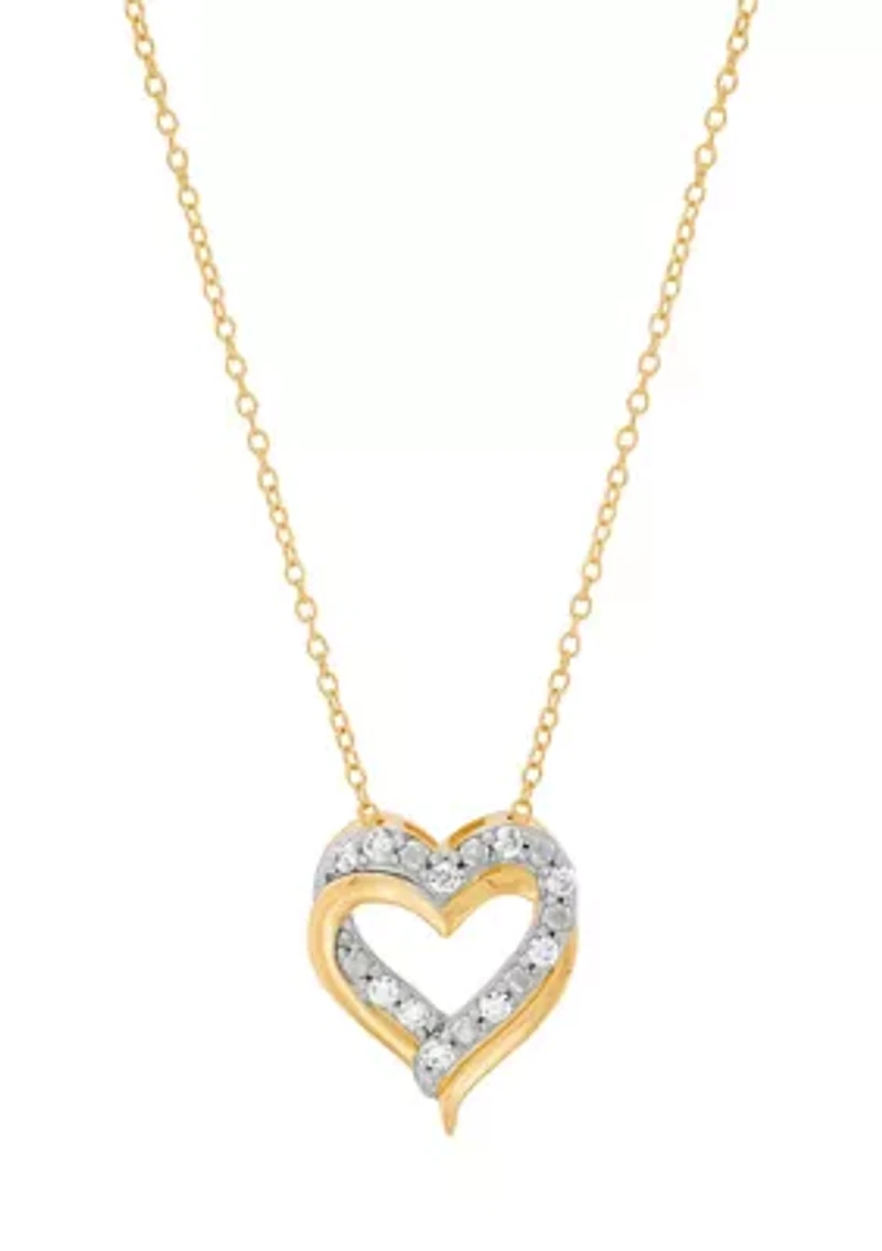 1/4 ct. t.w. Lab Grown Diamond Heart Pendant with 18" Cable Chain in Gold Over Sterling Silver