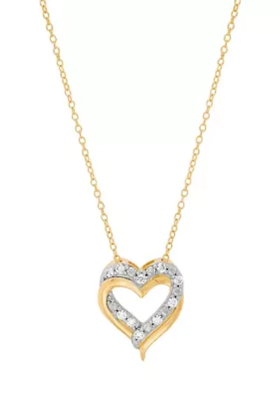 1/4 ct. t.w. Lab Grown Diamond Heart Pendant with 18" Cable Chain in Gold Over Sterling Silver