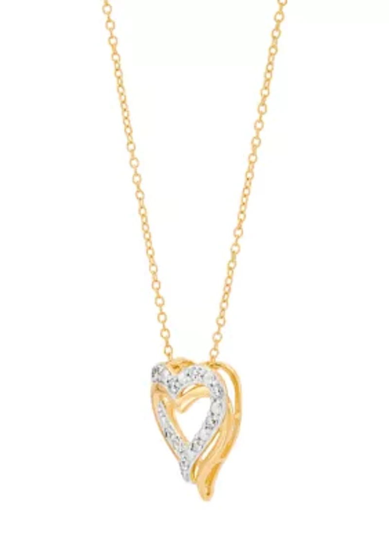 1/4 ct. t.w. Lab Grown Diamond Heart Pendant with 18" Cable Chain in Gold Over Sterling Silver