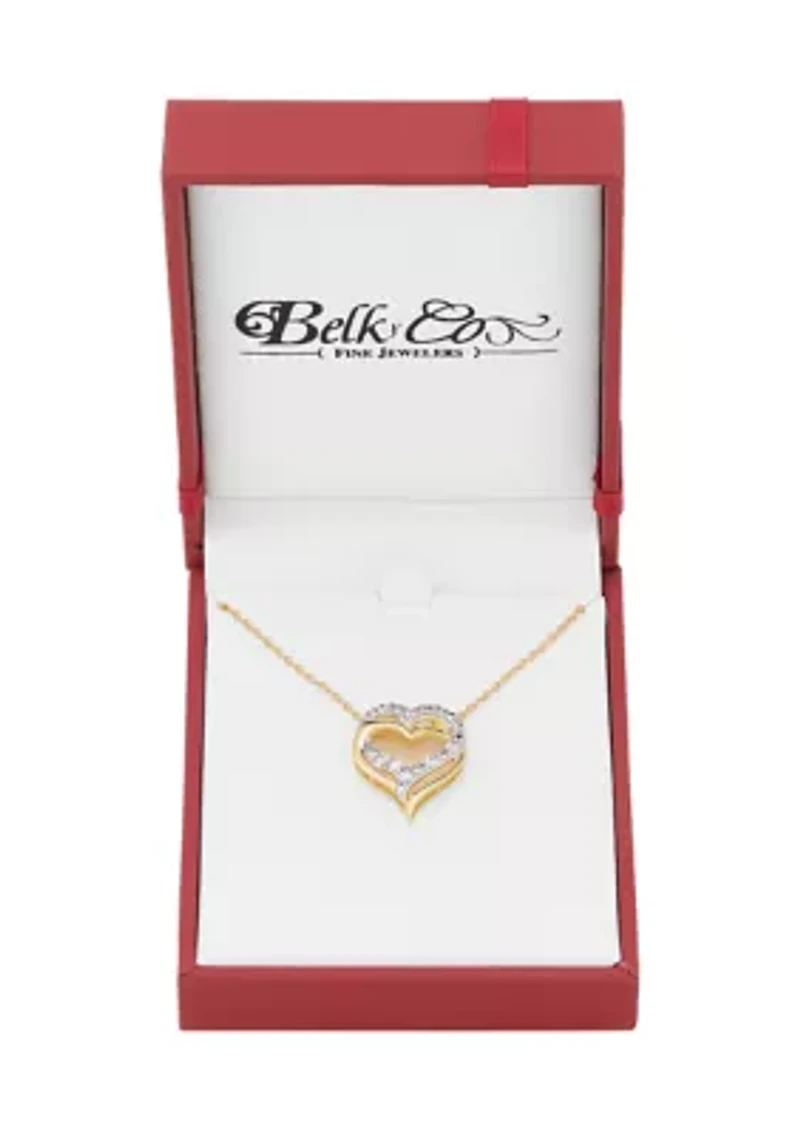 1/4 ct. t.w. Lab Grown Diamond Heart Pendant with 18" Cable Chain in Gold Over Sterling Silver