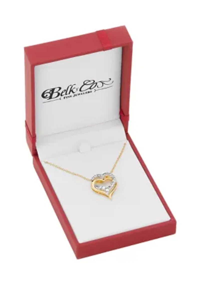1/4 ct. t.w. Lab Grown Diamond Heart Pendant with 18" Cable Chain in Gold Over Sterling Silver