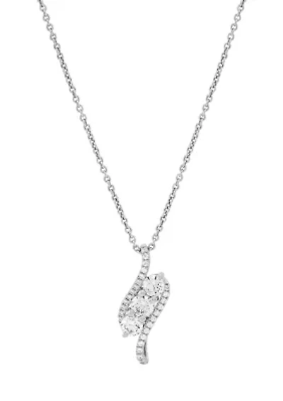 1 ct. t.w. Lab Grown Diamond Pendant with 16" Cable Chain in 10K White Gold