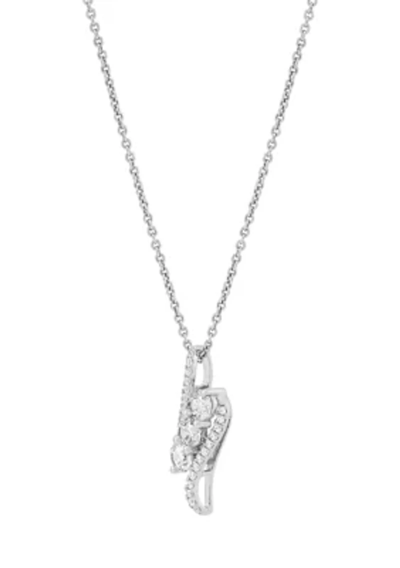 1 ct. t.w. Lab Grown Diamond Pendant with 16" Cable Chain in 10K White Gold