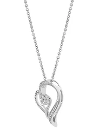 1/4 ct. t.w. Lab Grown Diamond Heart Pendant with 18" Cable Chain in Sterling Silver