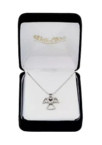 1/10 ct. t.w. Lab Grown Diamond Angel Pendant with 18" Cable Chain in Sterling Silver