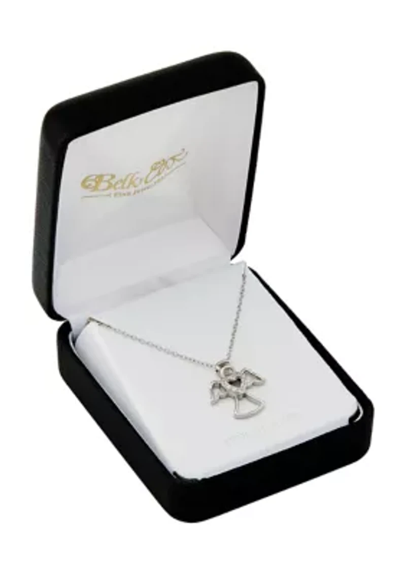 1/10 ct. t.w. Lab Grown Diamond Angel Pendant with 18" Cable Chain in Sterling Silver