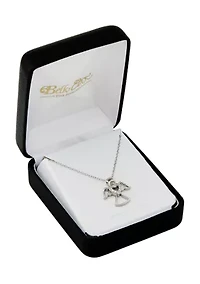 1/10 ct. t.w. Lab Grown Diamond Angel Pendant with 18" Cable Chain in Sterling Silver