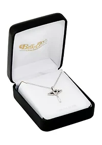 1/10 ct. t.w. Lab Grown Diamond Cross Pendant with 18" Cable Chain in Sterling Silver