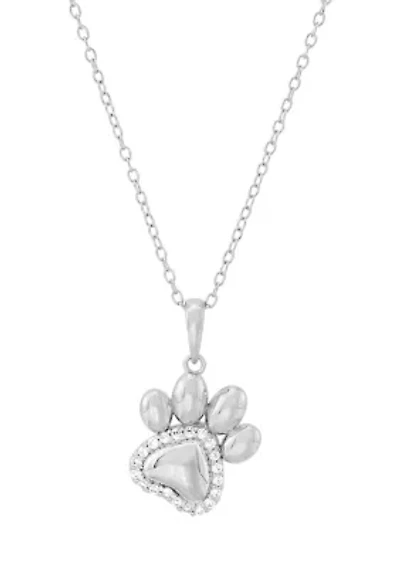 1/8 ct. t.w. Lab Grown Diamond Dog Foot Pendant Necklace with 18" Cable Chain in Sterling Silver