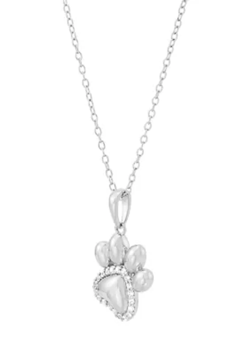 1/8 ct. t.w. Lab Grown Diamond Dog Foot Pendant Necklace with 18" Cable Chain in Sterling Silver