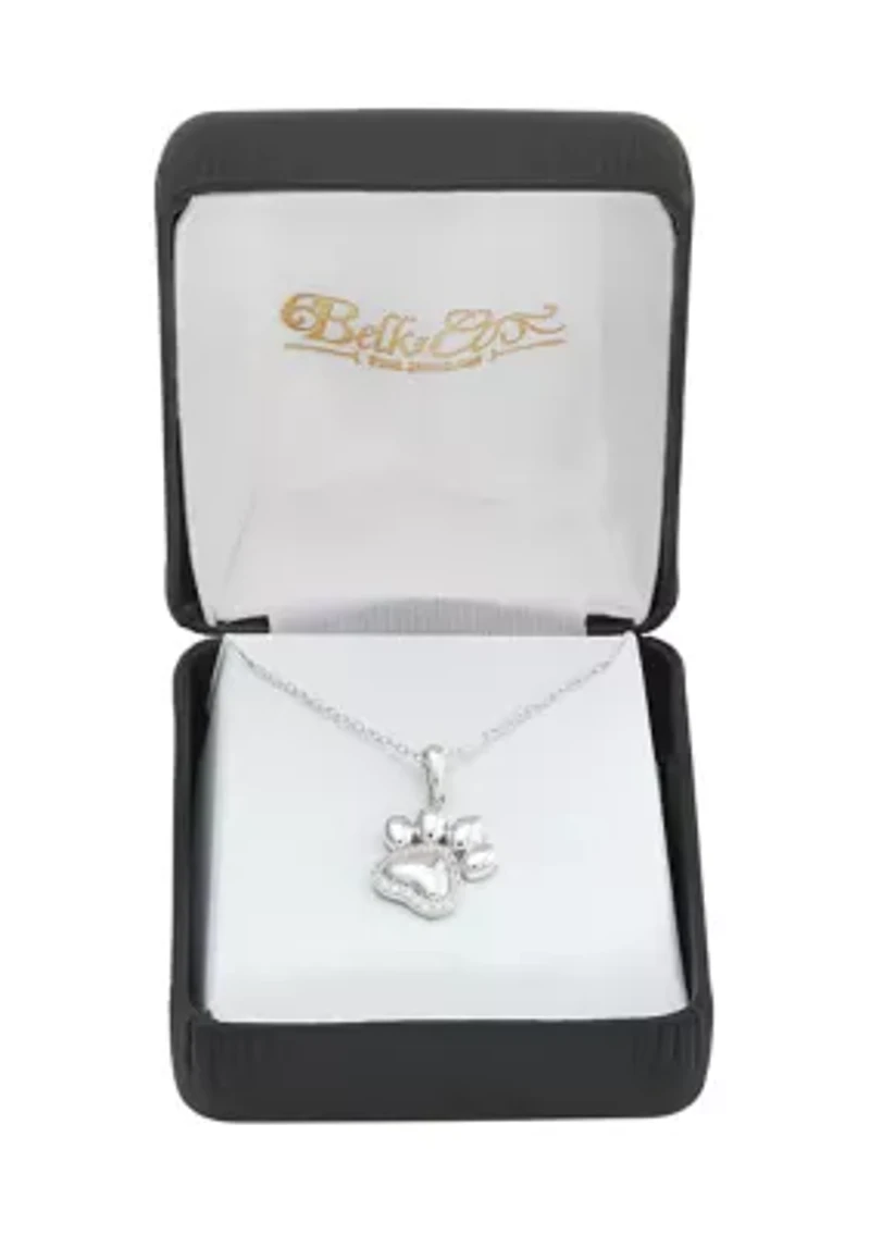 1/8 ct. t.w. Lab Grown Diamond Dog Foot Pendant Necklace with 18" Cable Chain in Sterling Silver