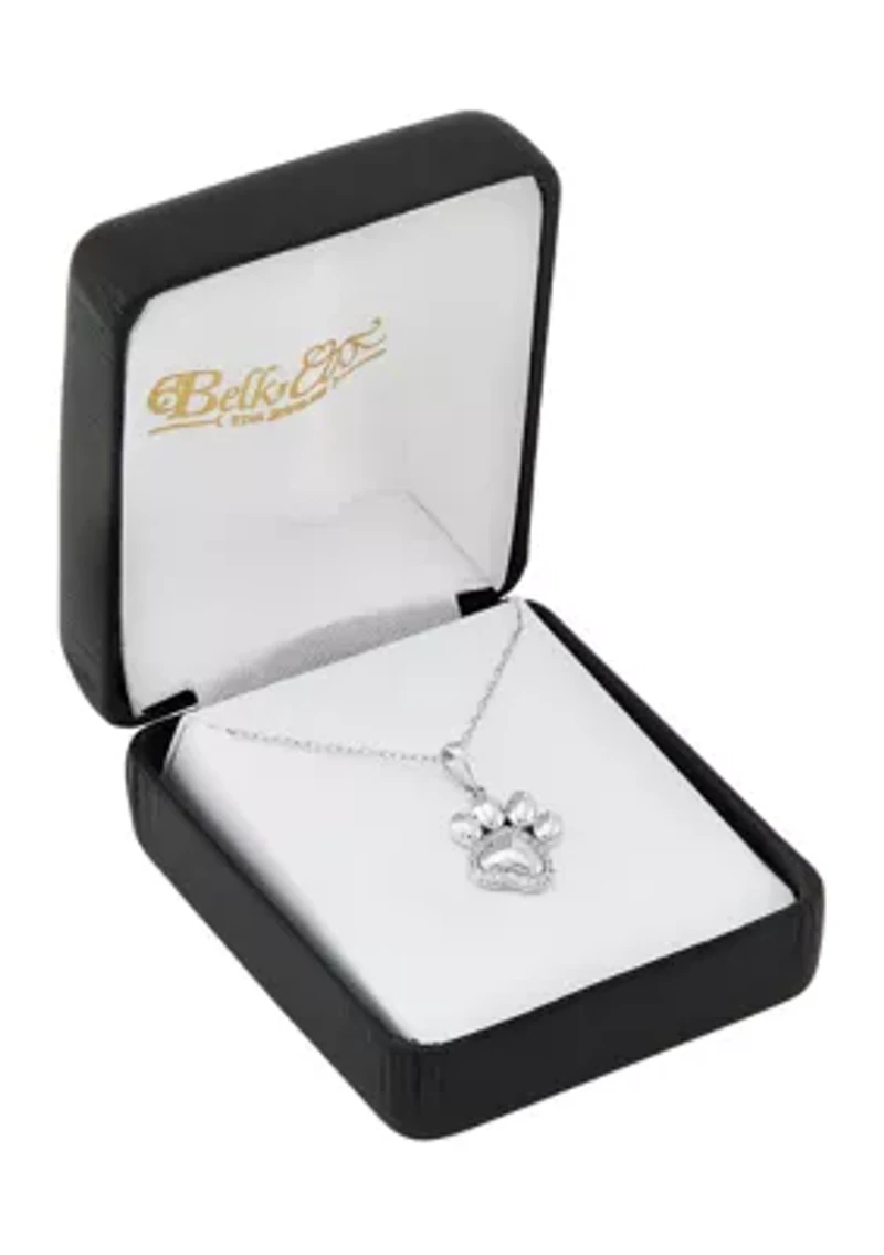 1/8 ct. t.w. Lab Grown Diamond Dog Foot Pendant Necklace with 18" Cable Chain in Sterling Silver