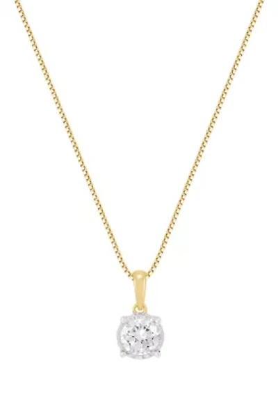 3/4 ct. t.w. Lab Grown Diamond Pendant with 18" Box Chain in 10K Yellow Gold