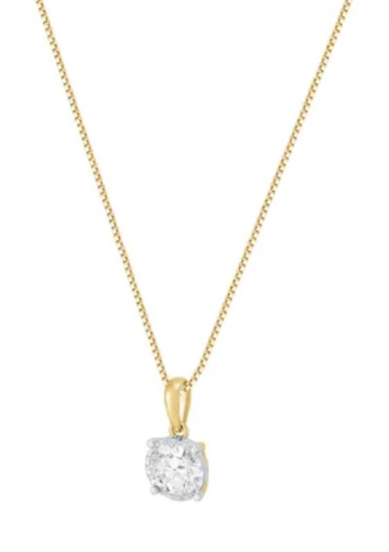 3/4 ct. t.w. Lab Grown Diamond Pendant with 18" Box Chain in 10K Yellow Gold