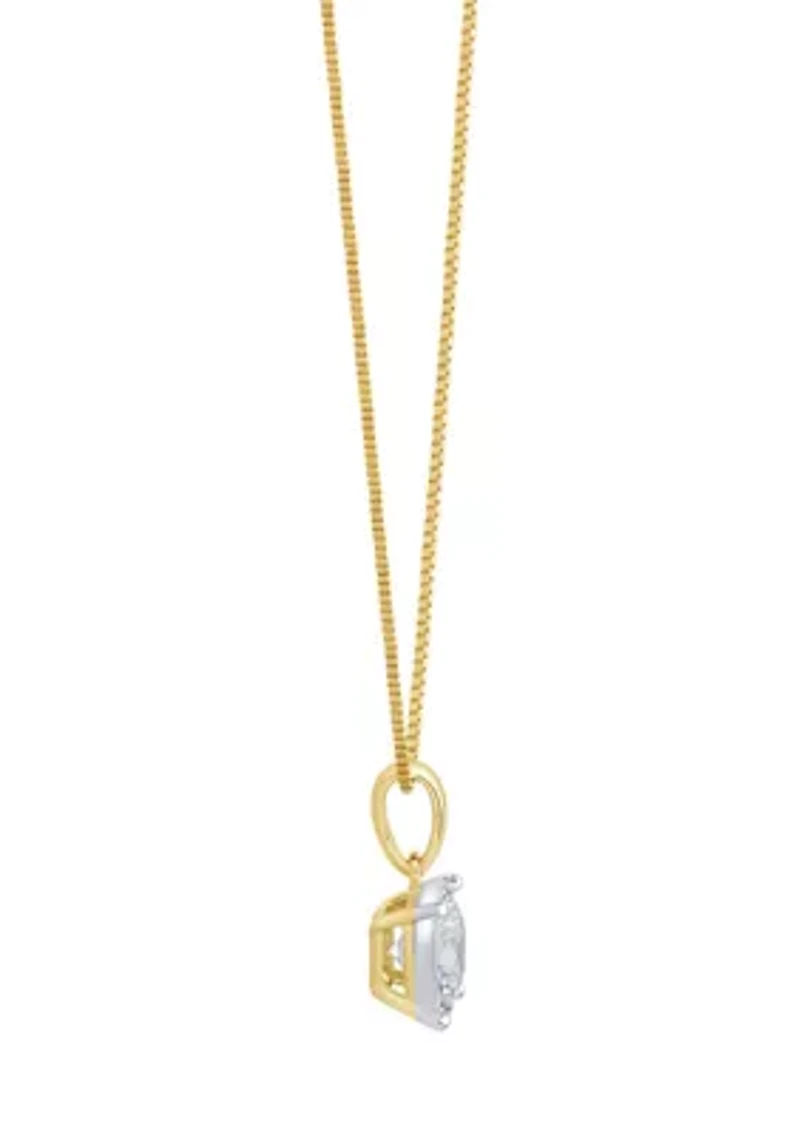 3/4 ct. t.w. Lab Grown Diamond Pendant with 18" Box Chain in 10K Yellow Gold