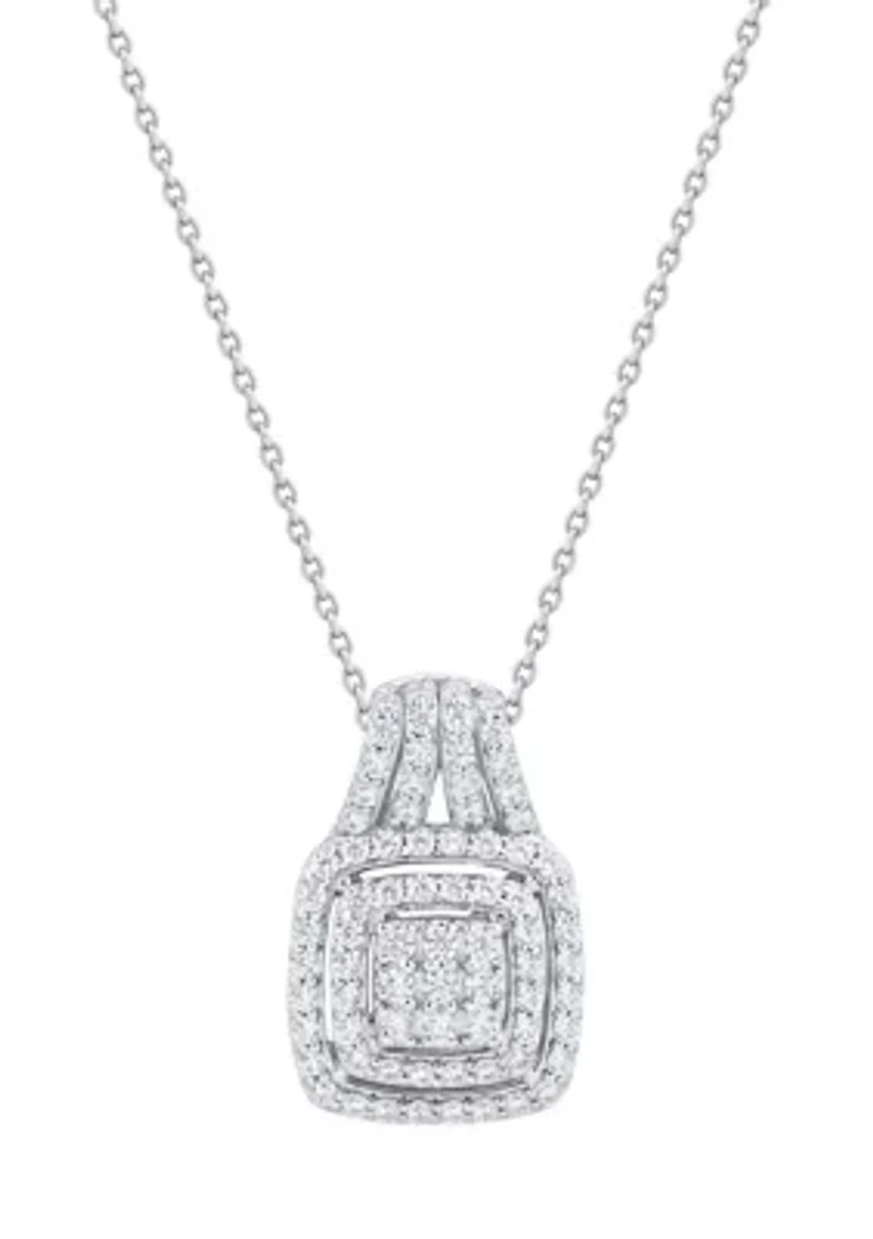  1/2 ct. t.w. Lab Grown Diamond Pendant with 18" Cable Chain in Sterling Silver