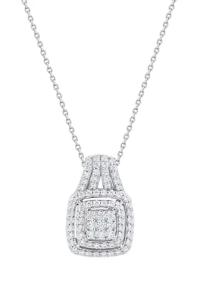  1/2 ct. t.w. Lab Grown Diamond Pendant with 18" Cable Chain in Sterling Silver