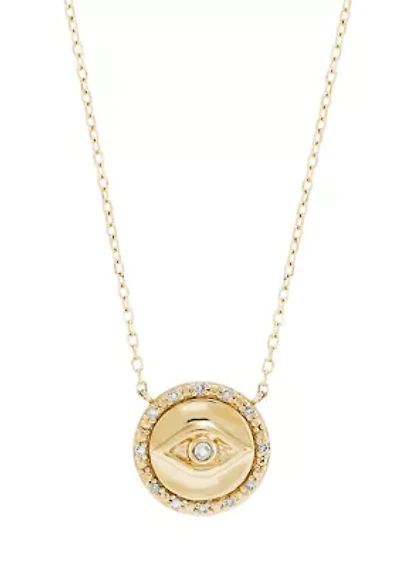 1/20 ct. t.w. Diamond Evil Eye Necklace in 14K Yellow Gold