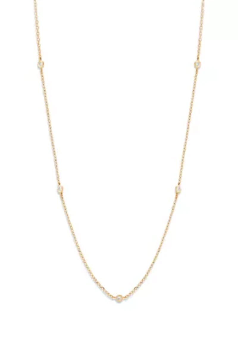 1/10 ct. t.w. Diamond Station Necklace in 14K Yellow Gold