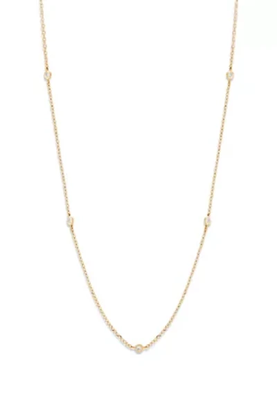 1/10 ct. t.w. Diamond Station Necklace in 14K Yellow Gold