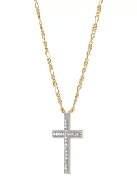 1/10 ct. t.w. Diamond Cross Chain Necklace in Gold Over Silver