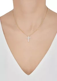 1/10 ct. t.w. Diamond Cross Chain Necklace in Gold Over Silver