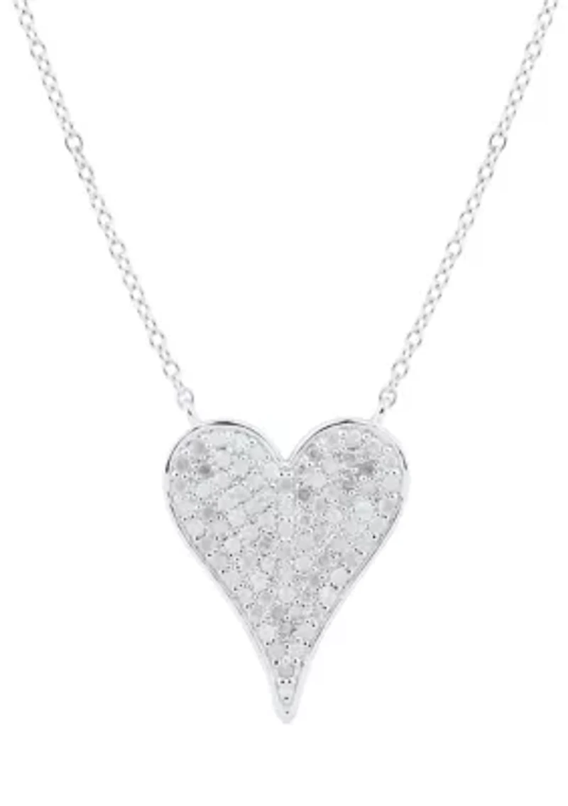 1/2 ct. t.w. Diamond Heart Necklace in Sterling Silver