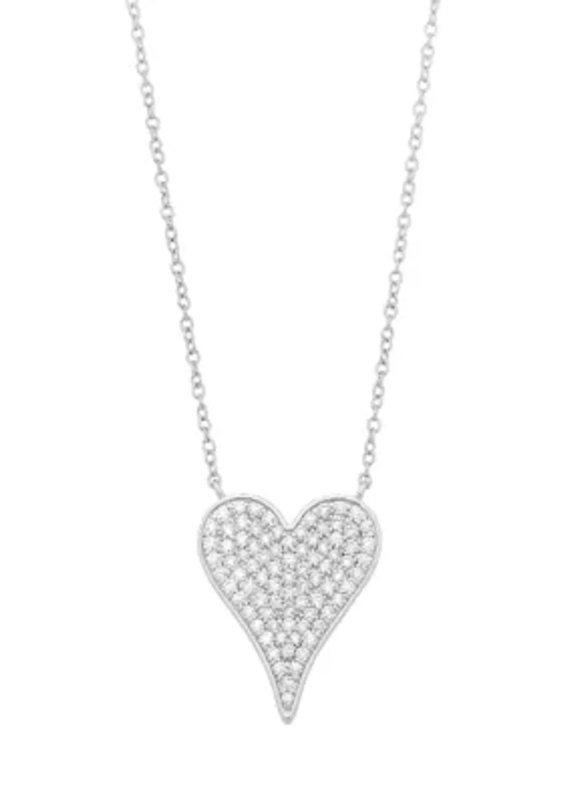 1/2 ct. t.w. Diamond Heart Necklace in Sterling Silver