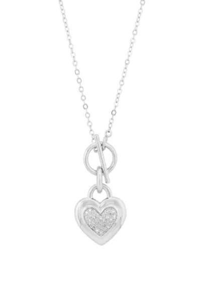 1/10 ct. t.w. Diamond Interlock Heart Necklace in Sterling Silver