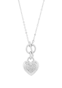 1/10 ct. t.w. Diamond Interlock Heart Necklace in Sterling Silver