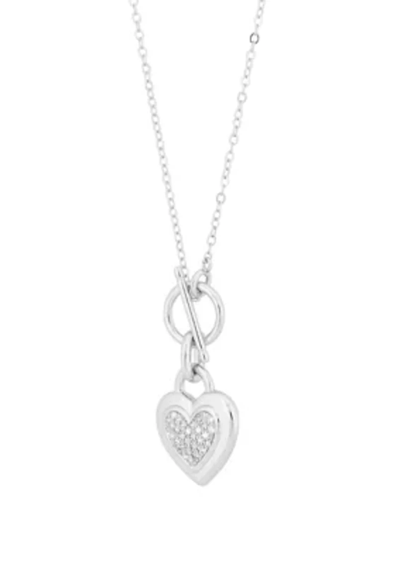 1/10 ct. t.w. Diamond Interlock Heart Necklace in Sterling Silver