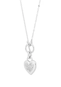 1/10 ct. t.w. Diamond Interlock Heart Necklace in Sterling Silver