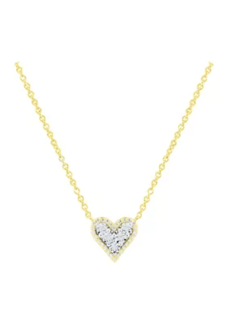 1/10 ct. t.w. Diamond Heart Necklace in Gold Over Sterling Silver